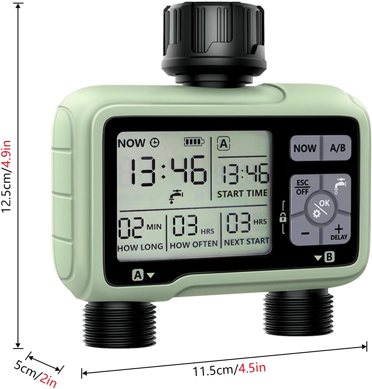 Water Timer for Garden Hose Timers for Watering &ndash; Dual-Outlet Smart Sprinkler Timer, Automatic & Manual Watering Modes, Programmable Digital Irrigation Controller for Lawns, Yards, and Greenhouses image number 1