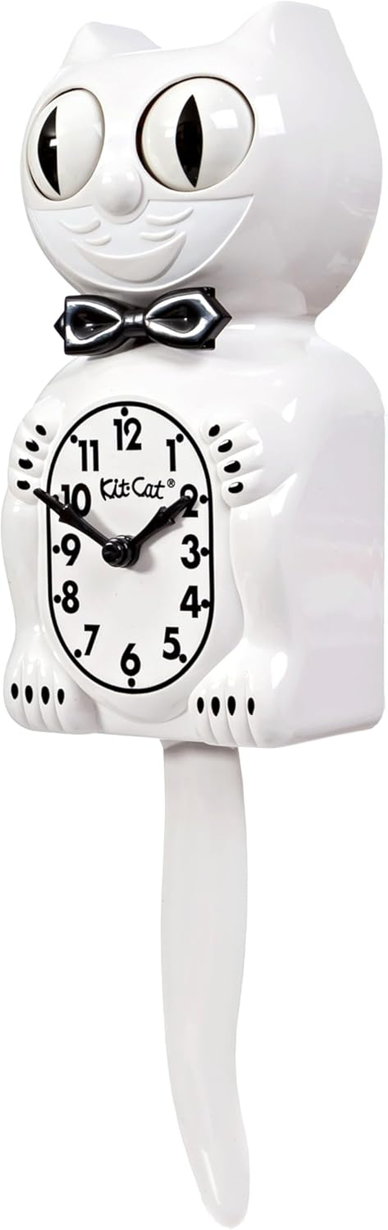 Kit Cat Klock&reg; Limited Edition White - Iconic Retro Cat Clock with Moving Eyes and Tail, Battery Operated Wall Clock, Made in USA, Perfect for Home Decor, Modern Clock, Unique Gift image number 2