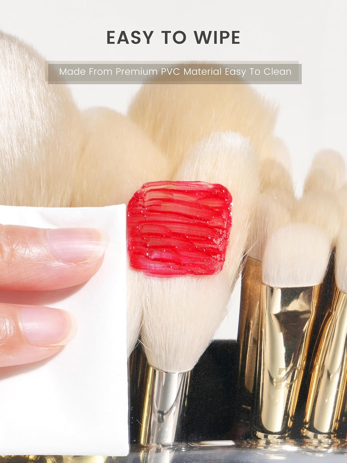 ROWNYEON Makeup Brush Bag, High Capacity Stand-Up Makeup Brush Holder, Travel Professional Cosmetic Bag Artist Organizer Bag Large Makeup Brush Case with Adjustable Divider (Brushes Not Included) image number 3