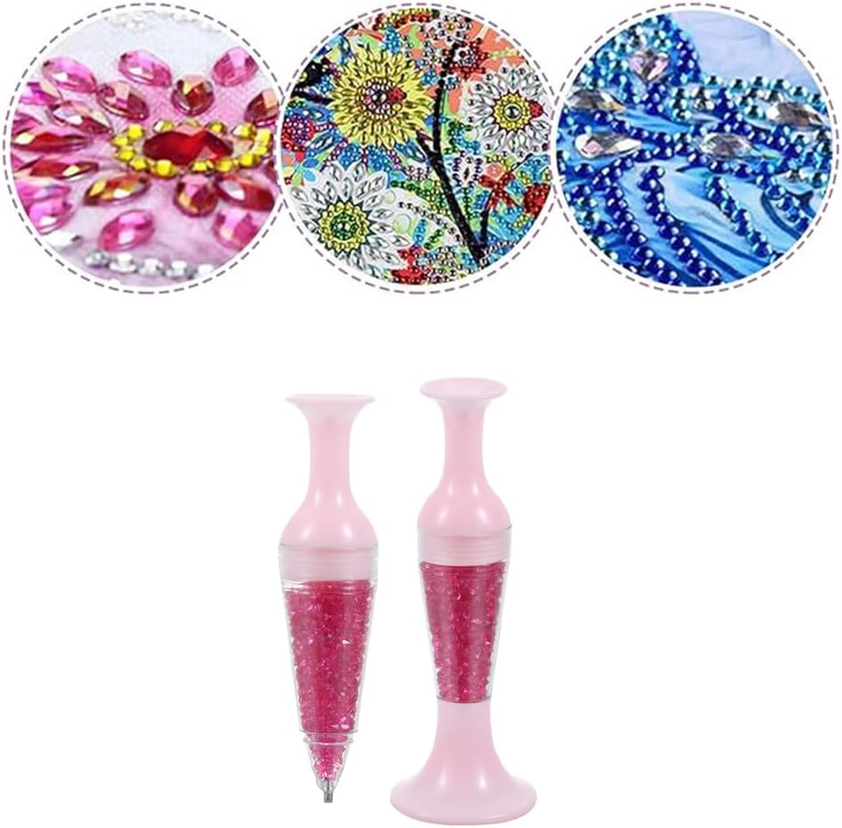 1Pcs Pink 5D Diamond Pain-Ting Pen, Flower Pot Shaped Point Drill Pen,Standable Ergonomic Point Drill Pen,For Nail Decoration,Diamond Painting Accessories,Tools and Accessories image number 6