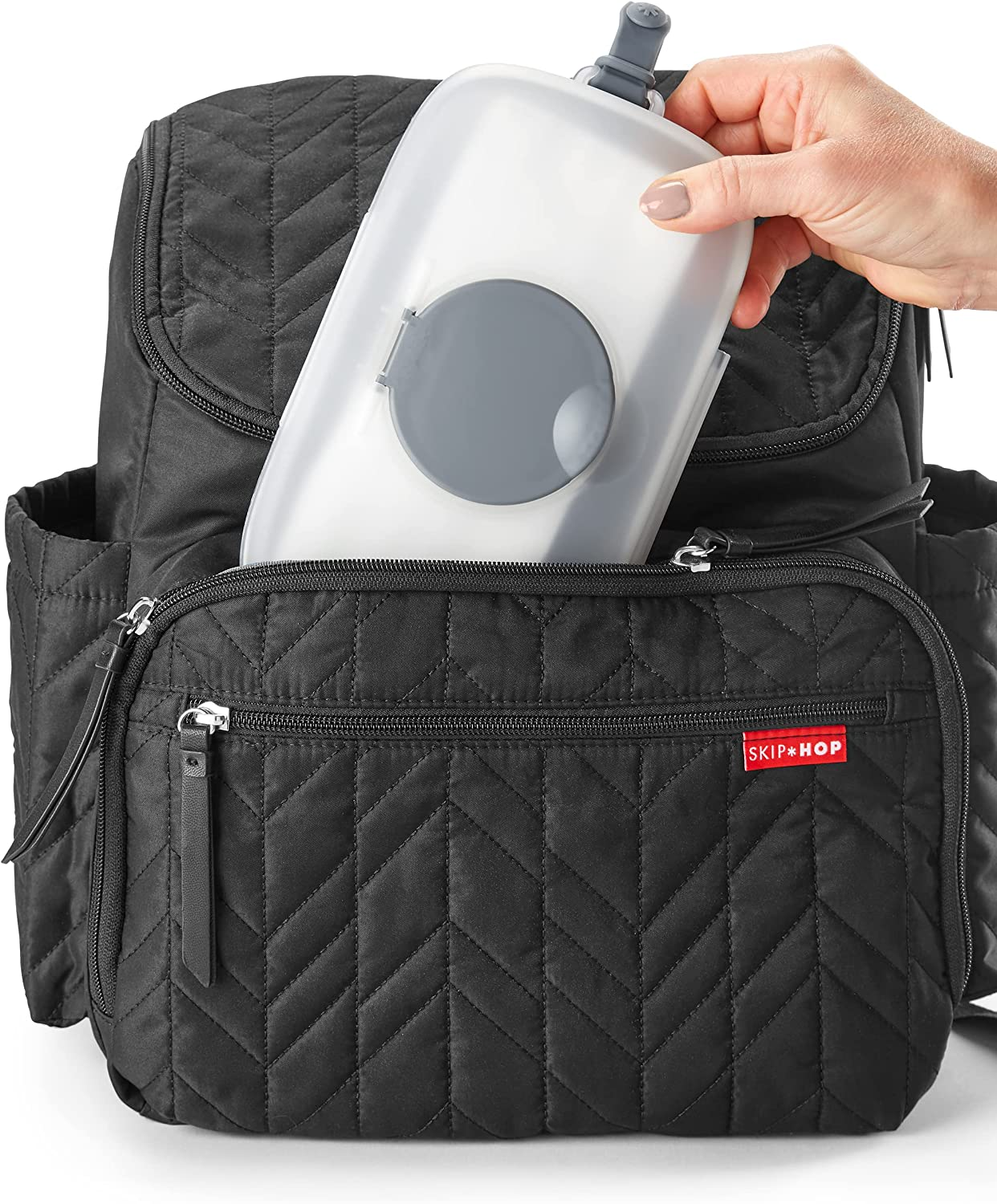 Skip Hop On-The-Go Snug Seal Baby Wipes Case, Grey - Blush image number 5