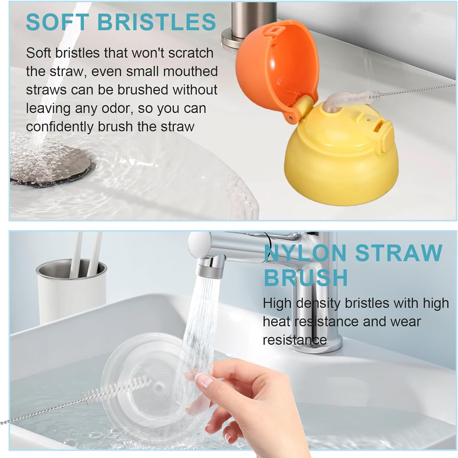 3Pcs 3 in 1 Cup Lid Gap Cleaning Brush Set, with 8 Spoon Straws Cleaning Tools, Tiny Bottle Cup Lid Detail Brush, Crevice Cleaning Tools,Multifunctional Crevice Cleaning Brush image number 3
