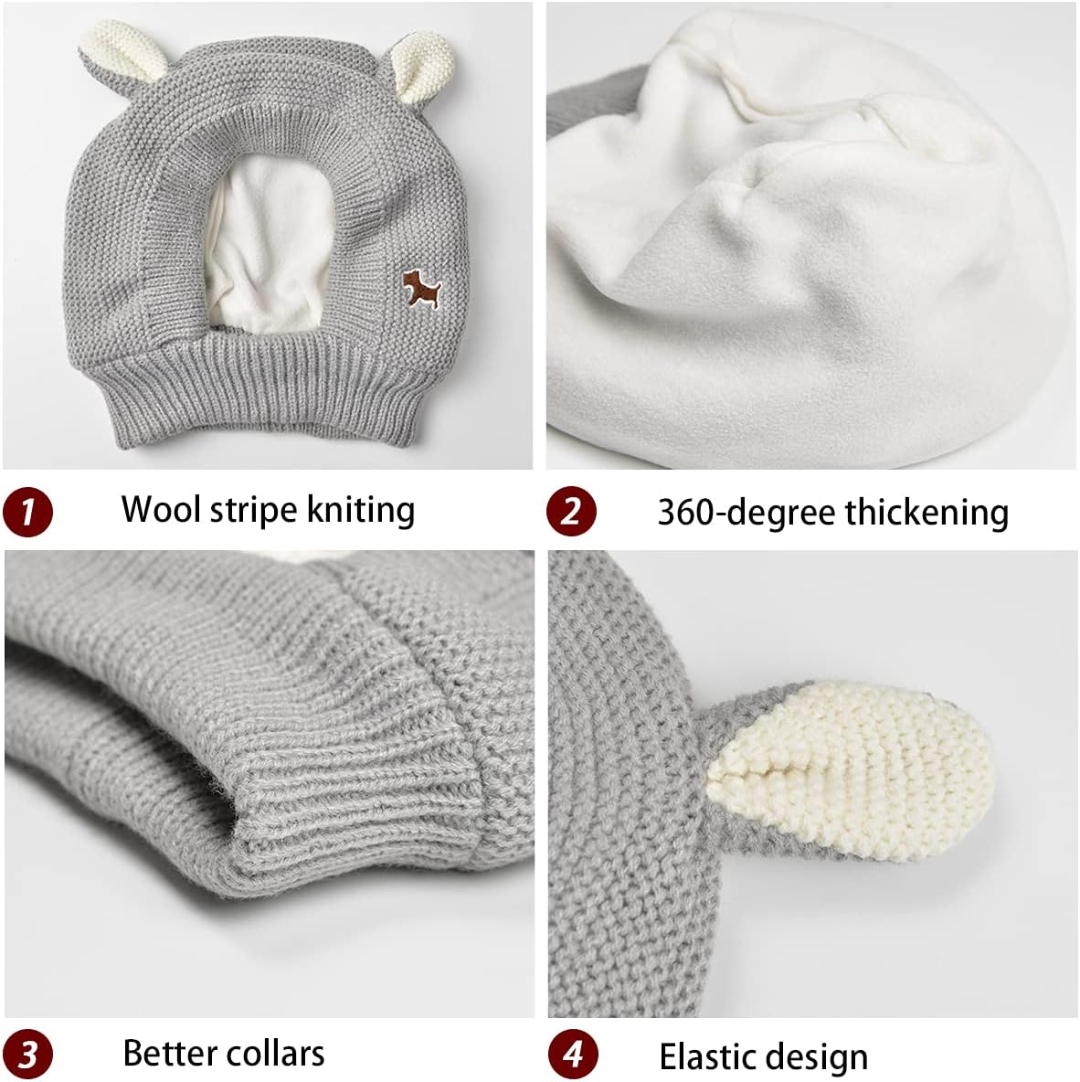 Quiet Ears for Dogs Anxiety Barking Dog Ear Covers Muffs Snood for Noise 2PCS Dog Ear Hearing Earmuffs Fireworks Protection anti Anxiety Dog Hat for Medium to Large Dogs (Large, Purple & Grey) image number 6