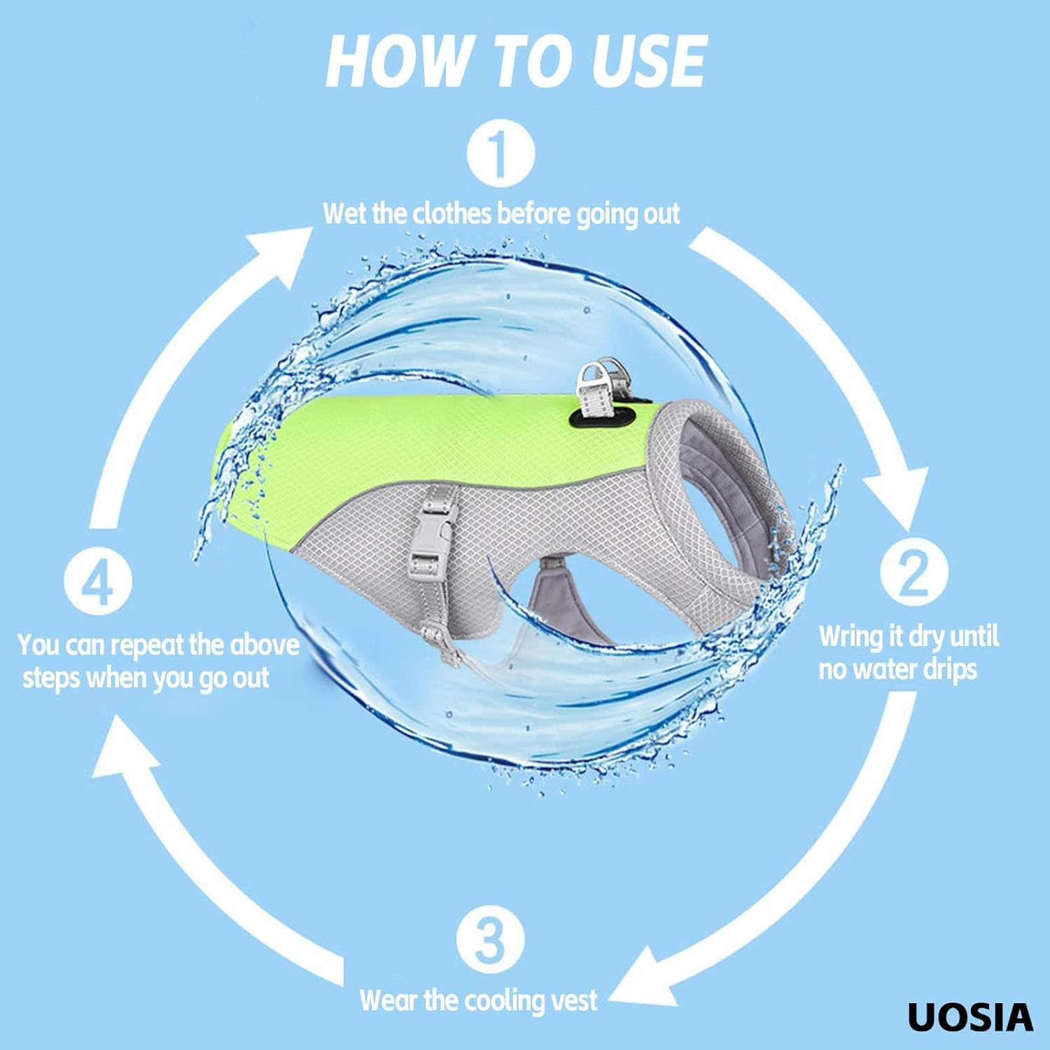 UOSIA Extra Large Dog Cooling Vest Pet Cooling Shirt Lightweight Dog Cooling Jacket with D Ring and Reflective Stripe Summer Puppy Vest Harness for Hiking Walking image number 6