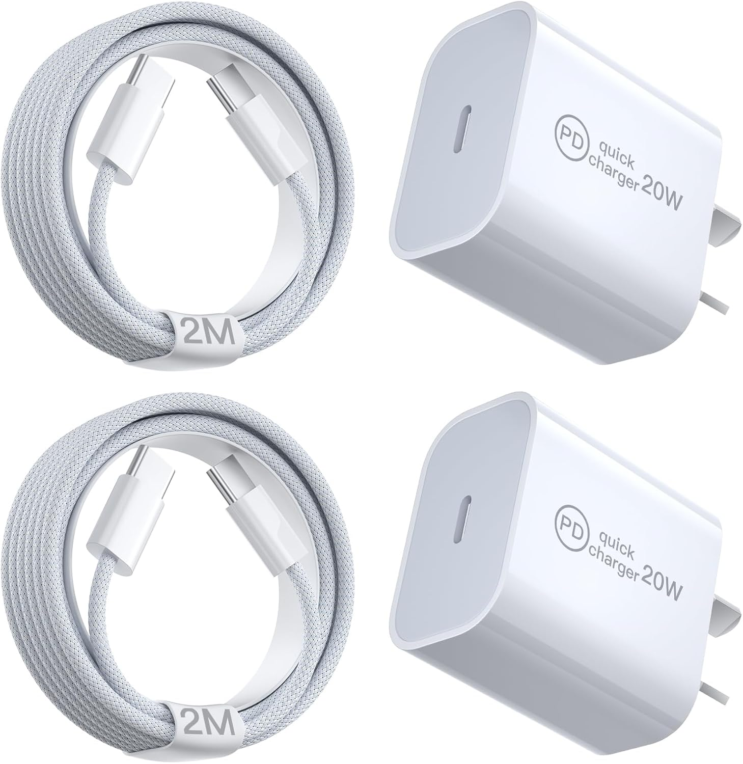 20W USB C Fast Charger, USB Type C Wall Charger Block for Iphone 15/15 Plus/ 15 Pro/ 15 Pro Max/Ipad Pro/Samsung, 2Pack PD Fast Charger USB C with 6FT USB C to C Cable image number 6