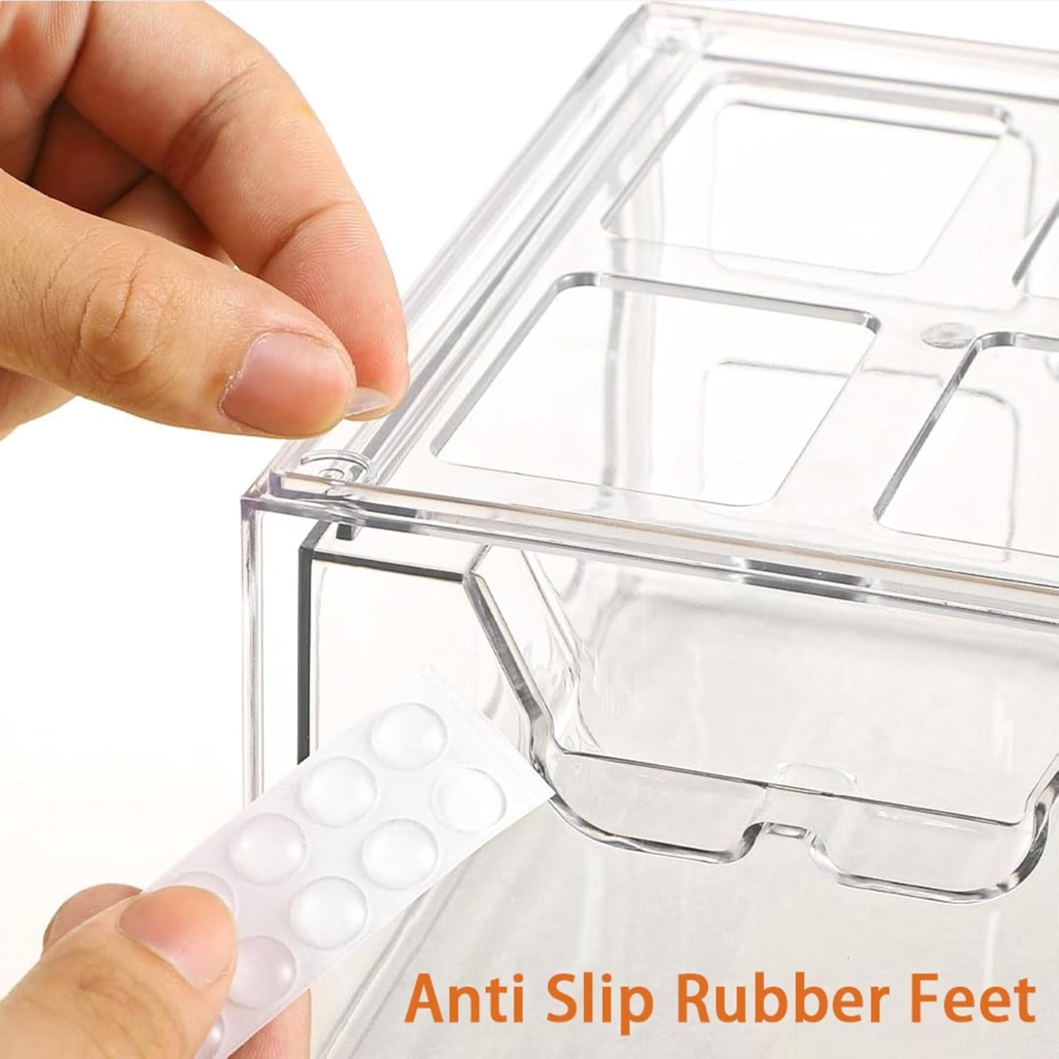 6 Pack Clear Stackable Storage Drawers, 11Cm Tall Acrylic Makeup Organiser, Small Plastic Storage Bins for Vanity, Pantry, Desk, Undersink, Kitchen Cabinets, Bathroom image number 3