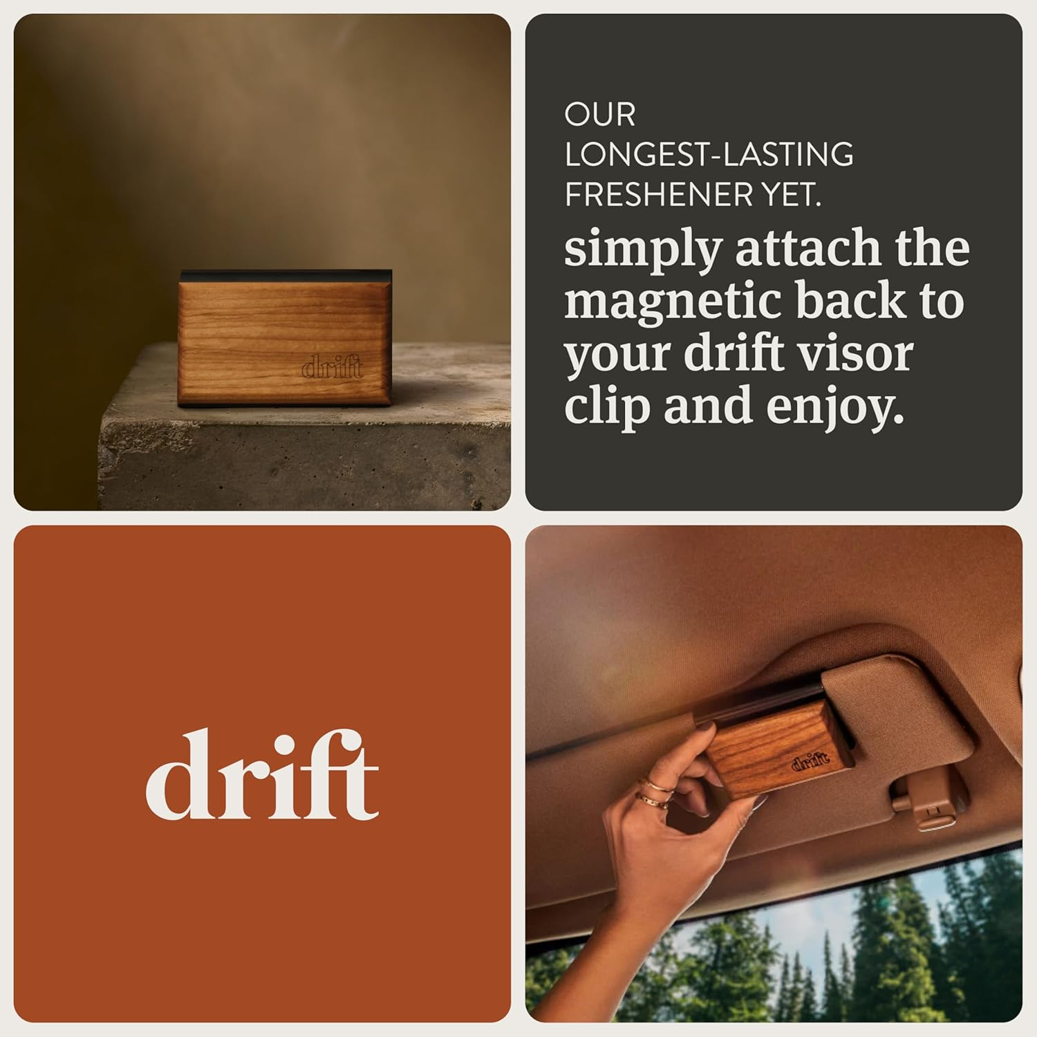 Drift Car Air Freshener - Wood Air Freshener - Car Odor Eliminator - Teak Scent Starter Kit image number 1