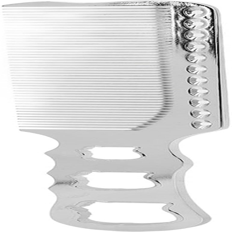 Metal Hair Comb, Aluminium Fine Tooth Hair Cutting Comb Flat Top Clipper Comb Hairdressing Comb for Professional Stylists and Hairdressers (Silver) image number 3