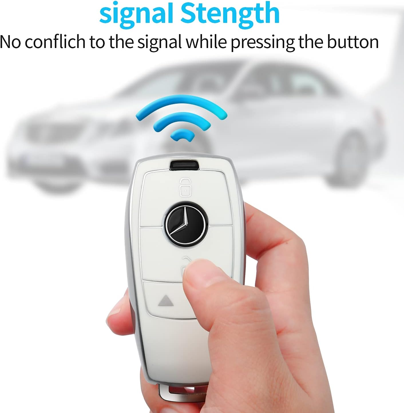 Tukellen for Mercedes Benz Key Fob Cover,Special Soft TPU Key Case Protector Compatible with Mercedes Benz 2017-2021 E-Class 2018-2021 S-Class 2019-2021 A-Class C-Class G-Class-White image number 3