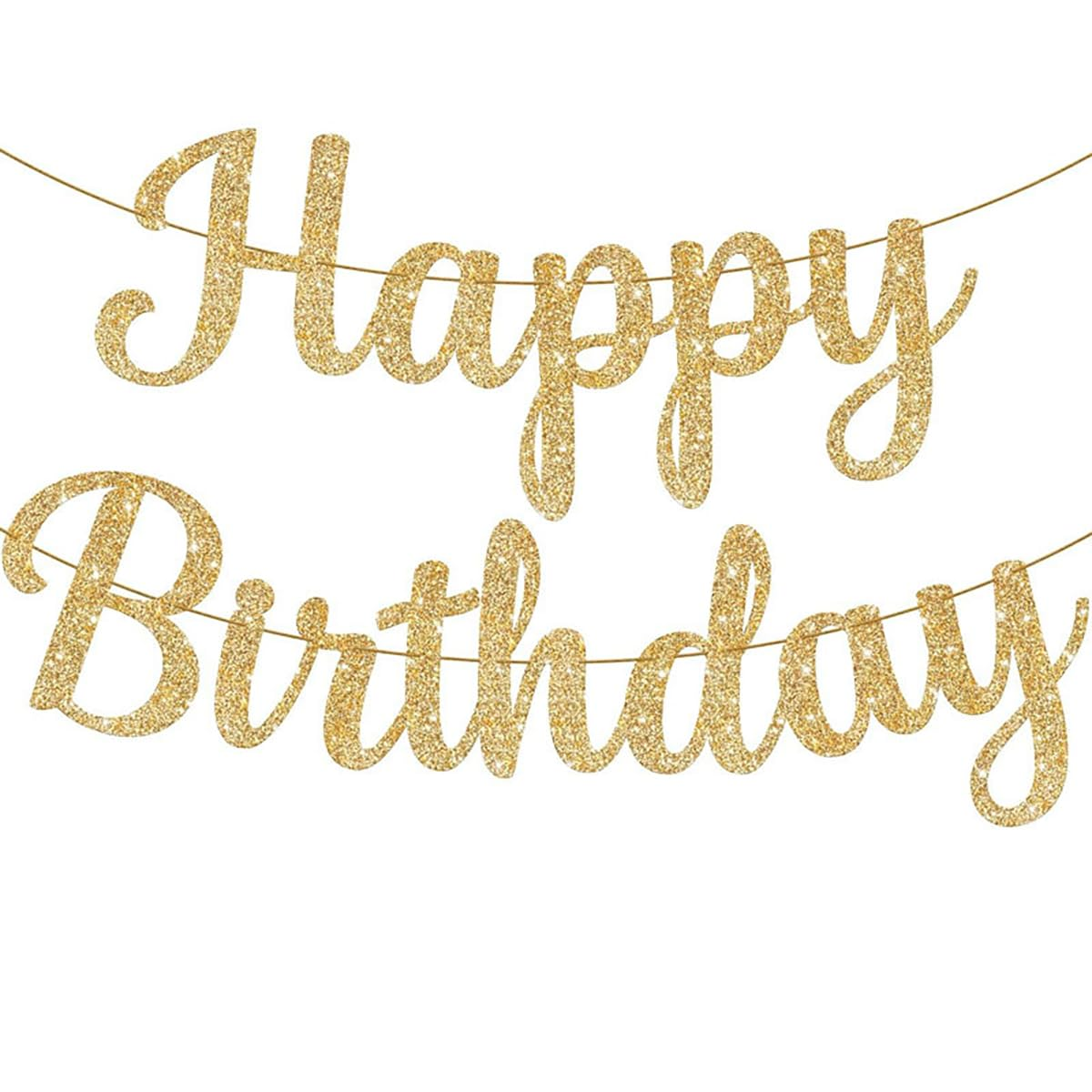 Weforu Glitter Gold Happy Birthday Banner - 10 Feet, DIY | Real Gold Birthday Party Decorations | Gold Happy Birthday Sign for Girls Women image number 4