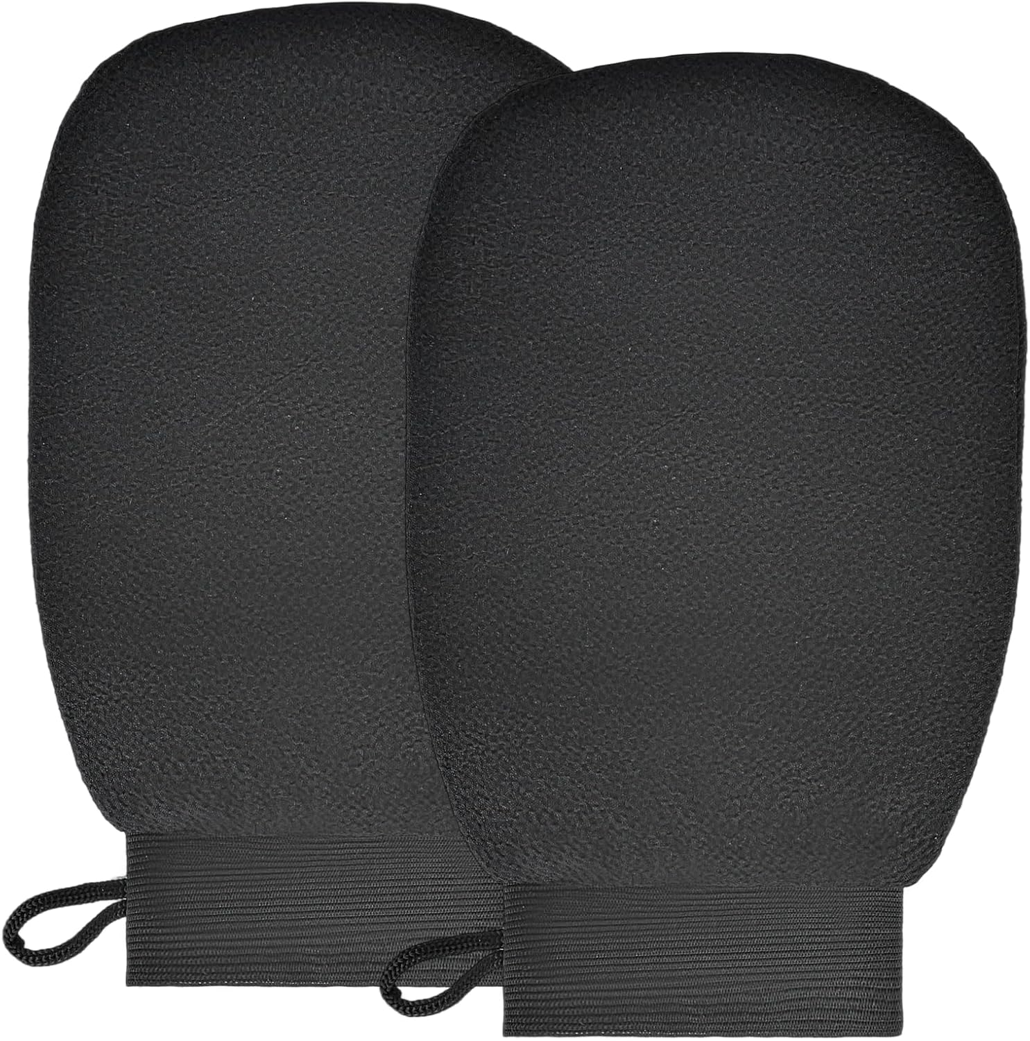 AIAOO 1 Pair Korean Exfoliating Mitts & Gloves, Dual-Sided Body Scrub Mitt for Deep Clean, Reusable Soft Shower Exfoliating Towel for Women Men Adults Teens (Black, 21X15Cm) image number 4