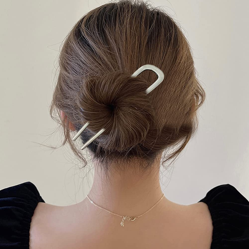 Metal Hair Pin U Shape Vintage Hair Pin for Longer and Thicker Hair Metal Hair Fork Updo Metal Hair Clips Hair Pins (2 Colors) image number 6