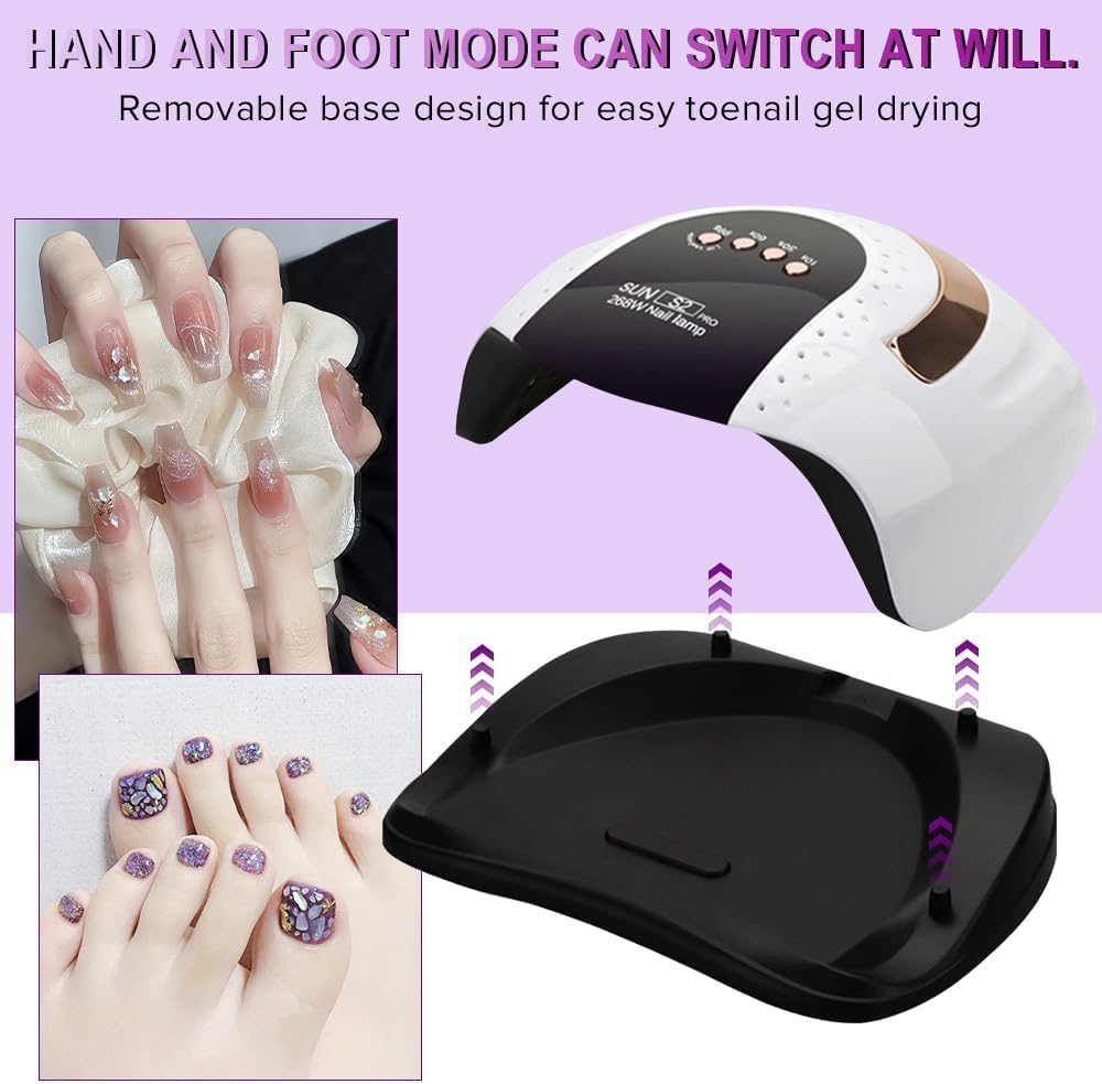 Profesional Nail Lamp 268W, 57Pcs Lamp Beads, Infrared Sensor, 4 Timer Settings, for Nail Salons and Homes image number 2