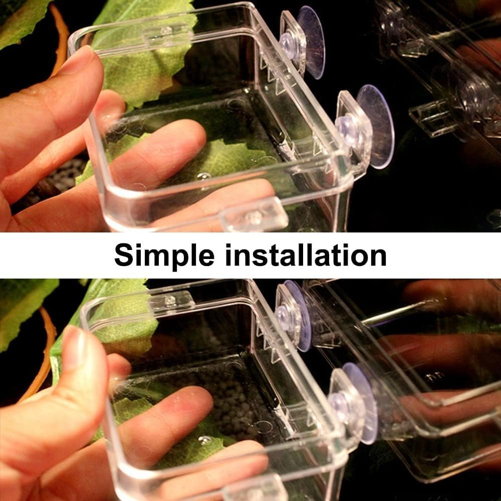 Escape Proof Reptile Feeding Box, 1Pc Anti-Escape Bowls Transparent Reptile Water Bowl with Suction Cup,Anti-Escape Worm Water Dish with Suction Cup image number 3