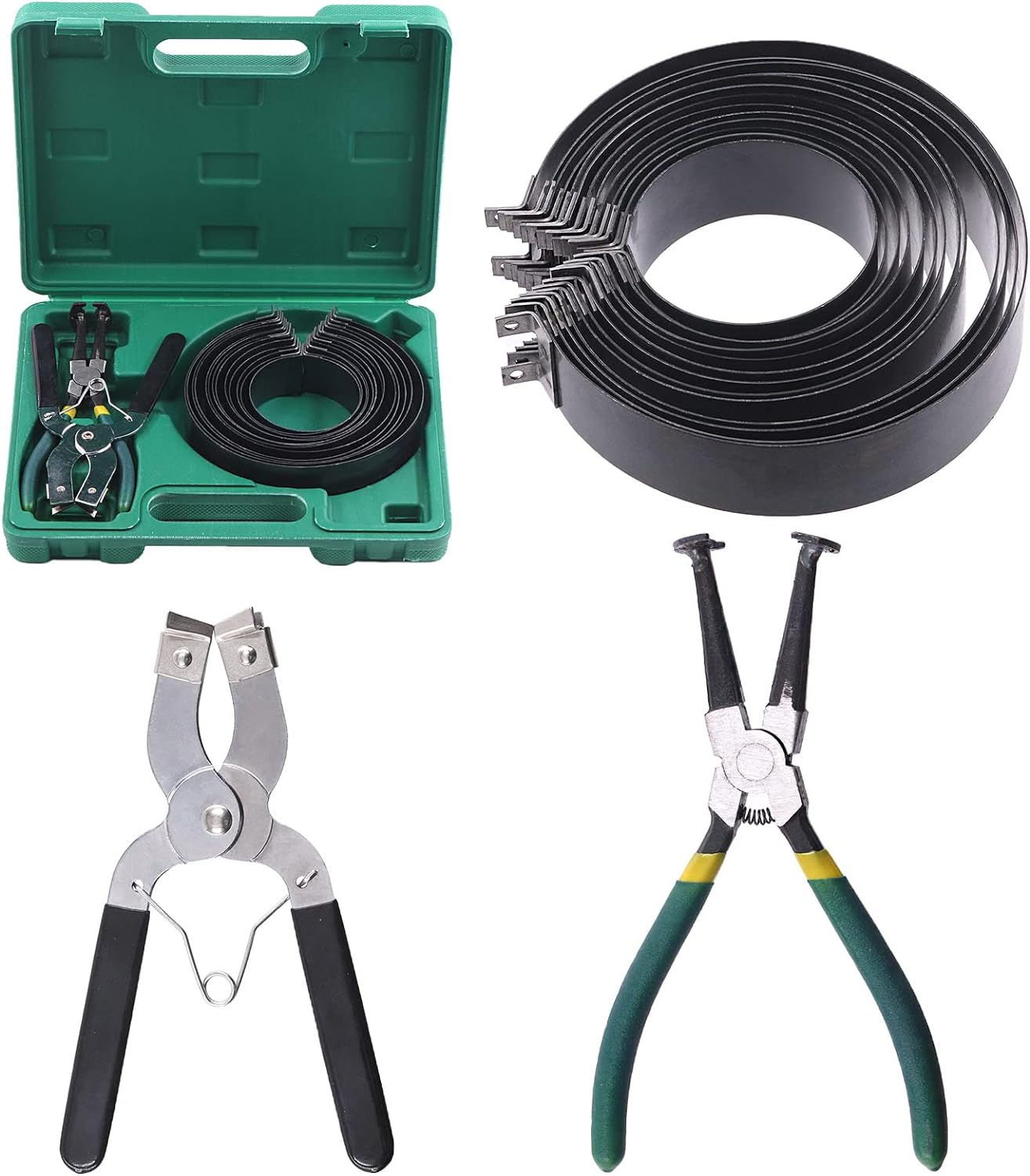 Swpeet 17Pcs Adjustable Black Piston Installer Pliers and Green Car Engine Piston Ring Compressor Pliers with 2.4" - 5.7" Piston Rings Kit with Carrying Box for Car Truck Auto Engine image number 2