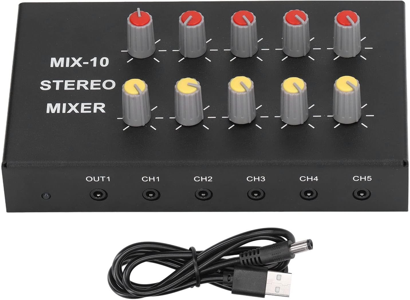 10 Channel Stereo Mixer, Adjustable Volume Aluminum Alloy Shell DC5‑12V Amplifier Mixer for Home Theater image number 5