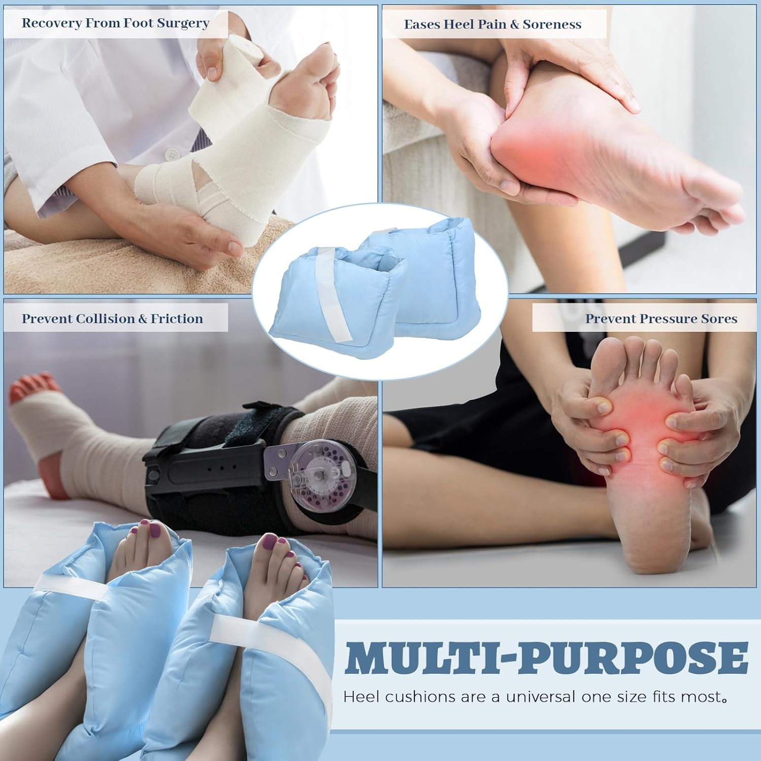 1 Pair Heel Protectors Cushion, Assistive Heel Protectors, Heel Pillows Pads, Foot Boot for Injuries for Pressure Sores, Heel Cushion Protector Pillow to Relieve Pressure image number 1