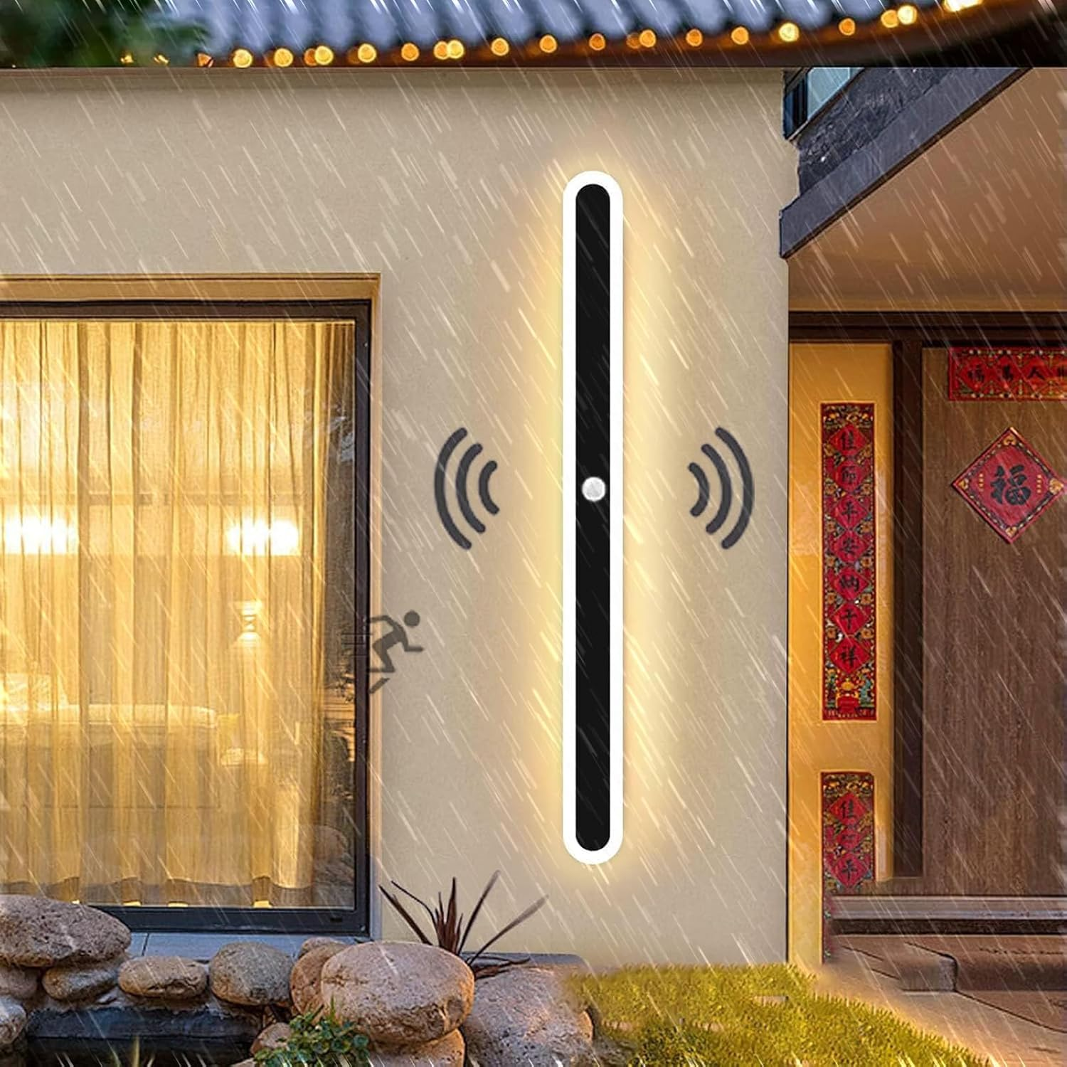 Outdoor Long Wall Light with Motion Sensor Wall Lights Black Modern Porch LED Wall Mounted Sconce Acrylic outside IP65 Rain Rating Wall Lamp for Patio Garage Garden (100CM,C Neutral Light 4000K) XXZ image number 1