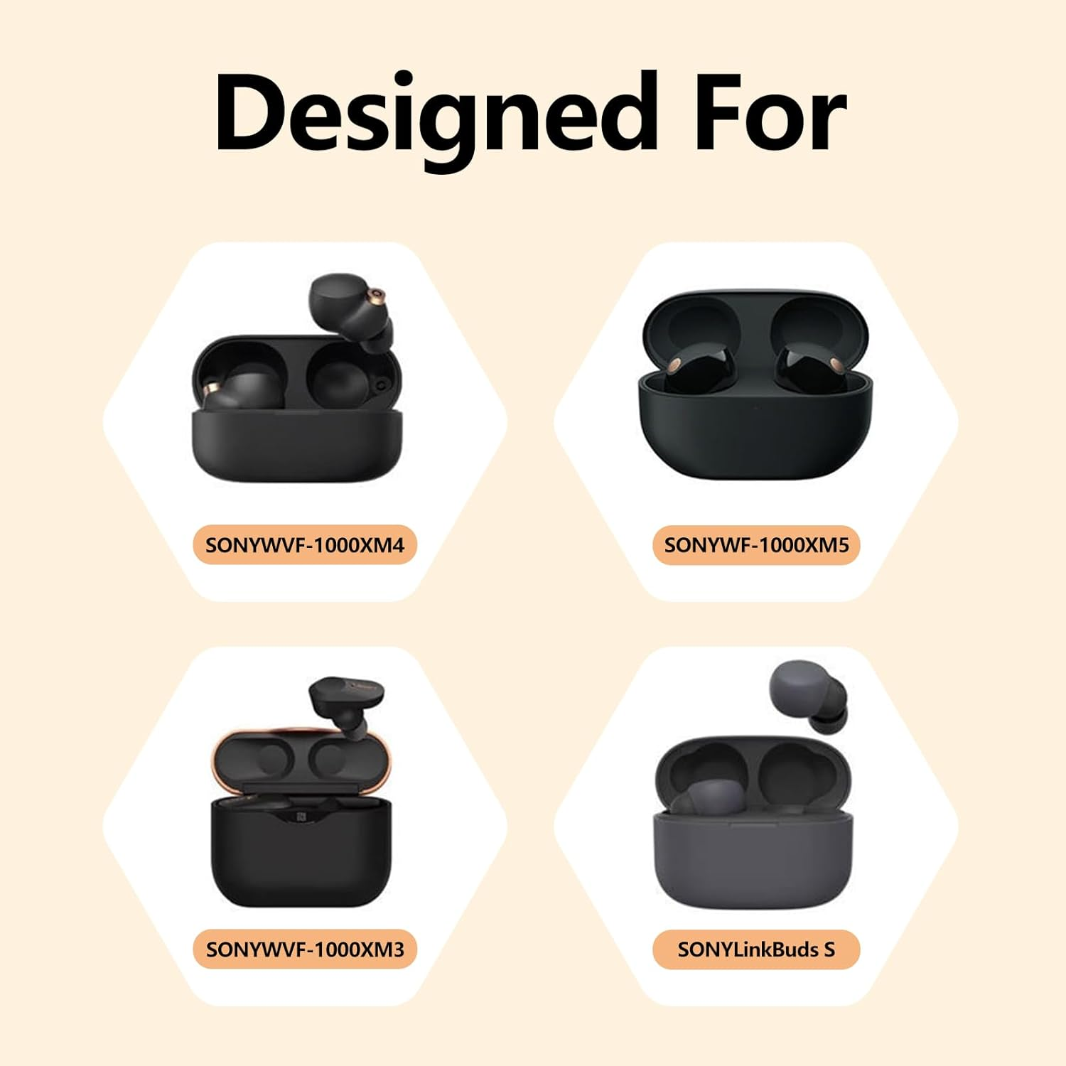 ONBPIY Replacement Ear Tips for Sony WF-1000XM5 Earphones Silicone Earbuds Buds Set with 5 in 1 Cleaning Kit Comfortable Secure Fit Black image number 3