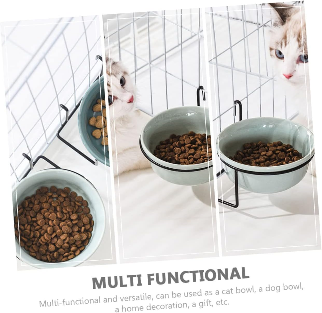 1Set Hanging Pet Bowl Cat Bowl with Rack Dog Water Dish for Cage Multi-Functional Food Container for Kittens and Puppies Easy Clean Design