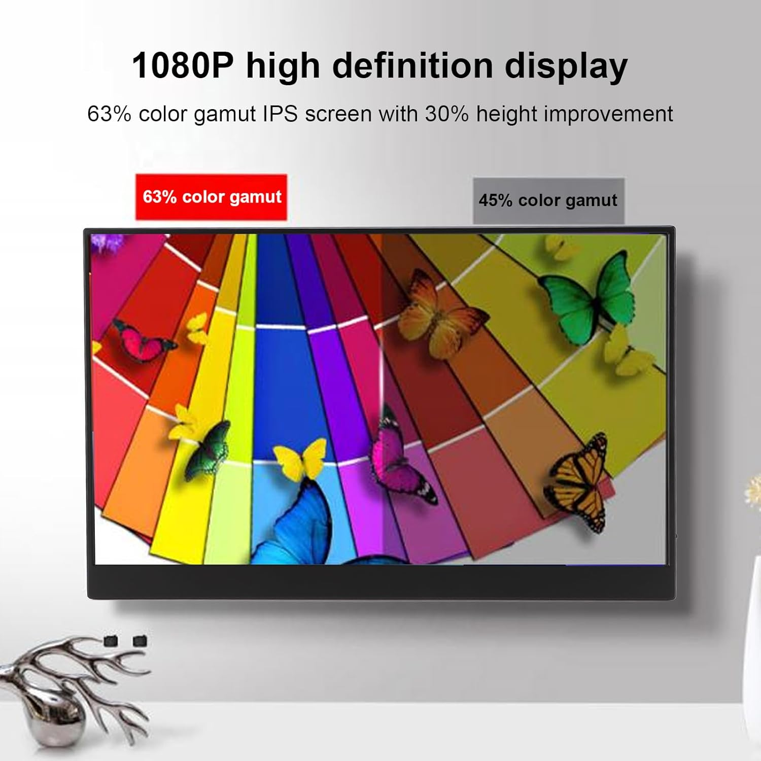 15.6 Inch Portable Monitor, 1080P Portable 15.6 Inch USB C Laptop Screen Extender with PU Leather Cover, Travel Touch Screen for Gaming, Business Presentations, Mirror and Split Screen Modes, Black