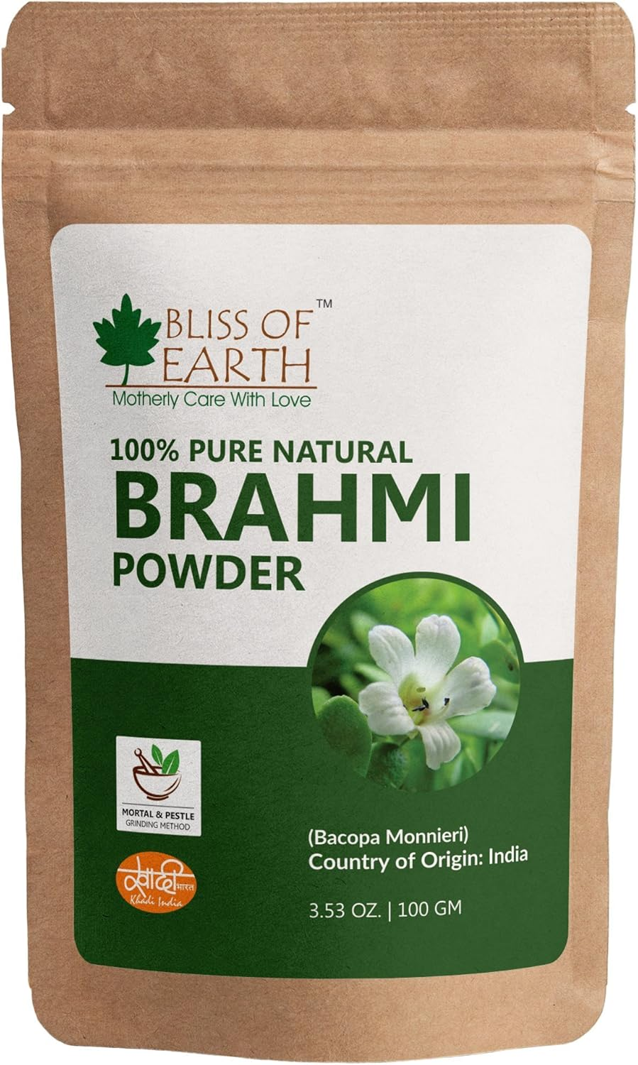 Bliss of Earth & Natural Brahmi Powder, 100GM image number 2
