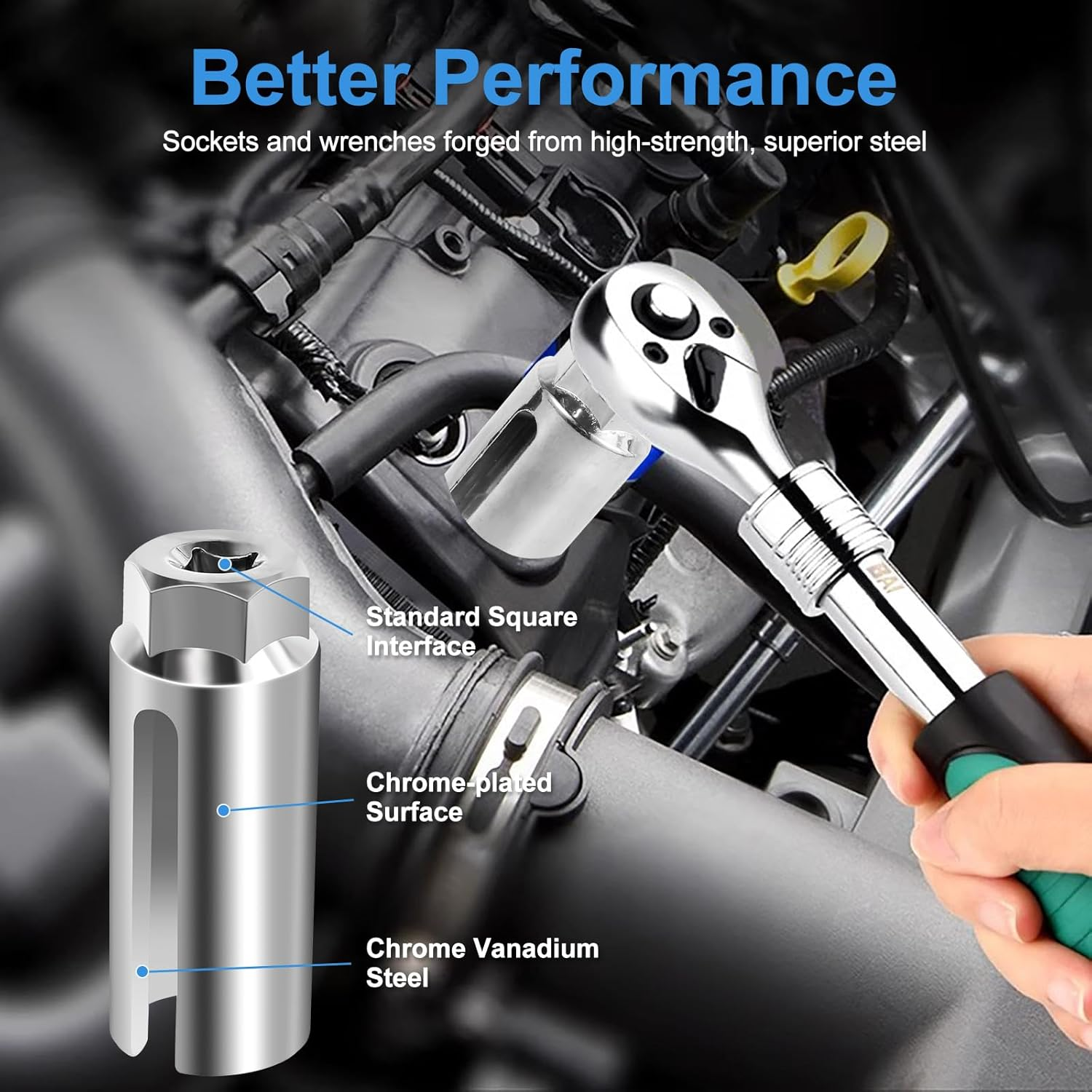 Whsunvo 5Pcs Oxygen Sensor Socket Removal Tool Metal Oxygen Sensor Socket Set Flexible Easy to Use Sleeve Set Easy to Install Removers Suitable for Car image number 4