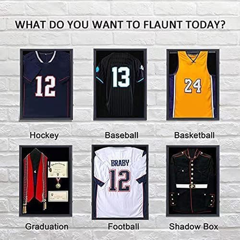 Jersey Display Frame Case Lockable,Sport Jersey Shadow Box with UV Protection,Large Sports Jersey Showcase Box for Football Basketball Baseball Hockey Black(1Pack) image number 1