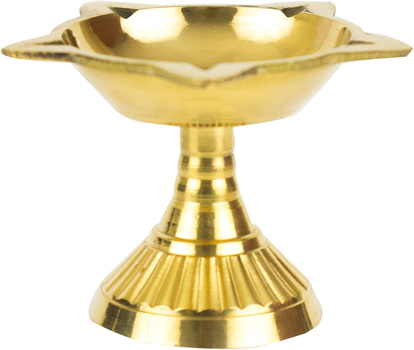 Traditional Brass Diya for Puja | Pooja Aarti | Arti Deepak Deepam Oil Lamp for Home Temple Puja Articles Decor Gifts -FSDK-M- (2)