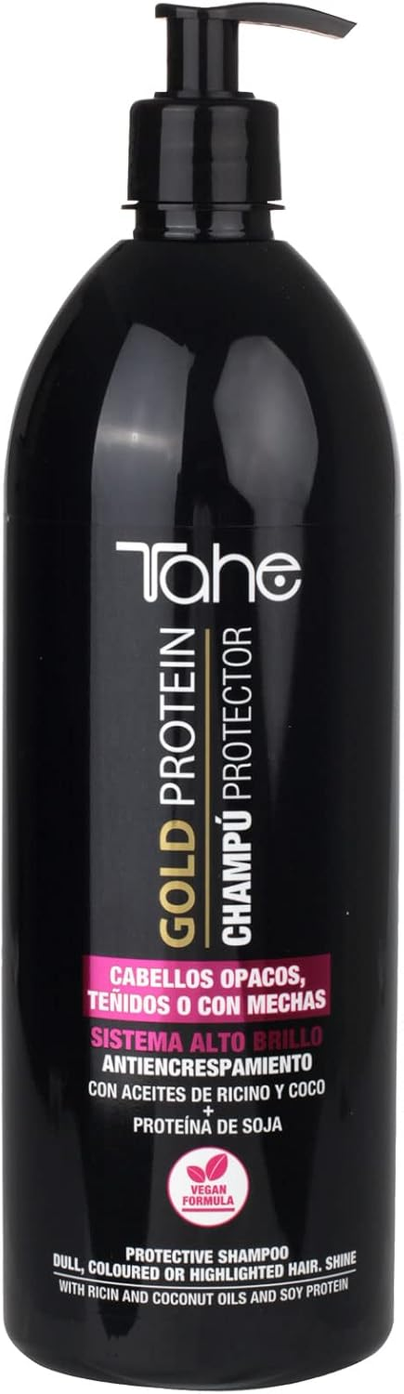 Tahe Gold Protein Color-Protective Shampoo with Castor and Coconut Oils and Soy Protein 1000 Ml image number 2