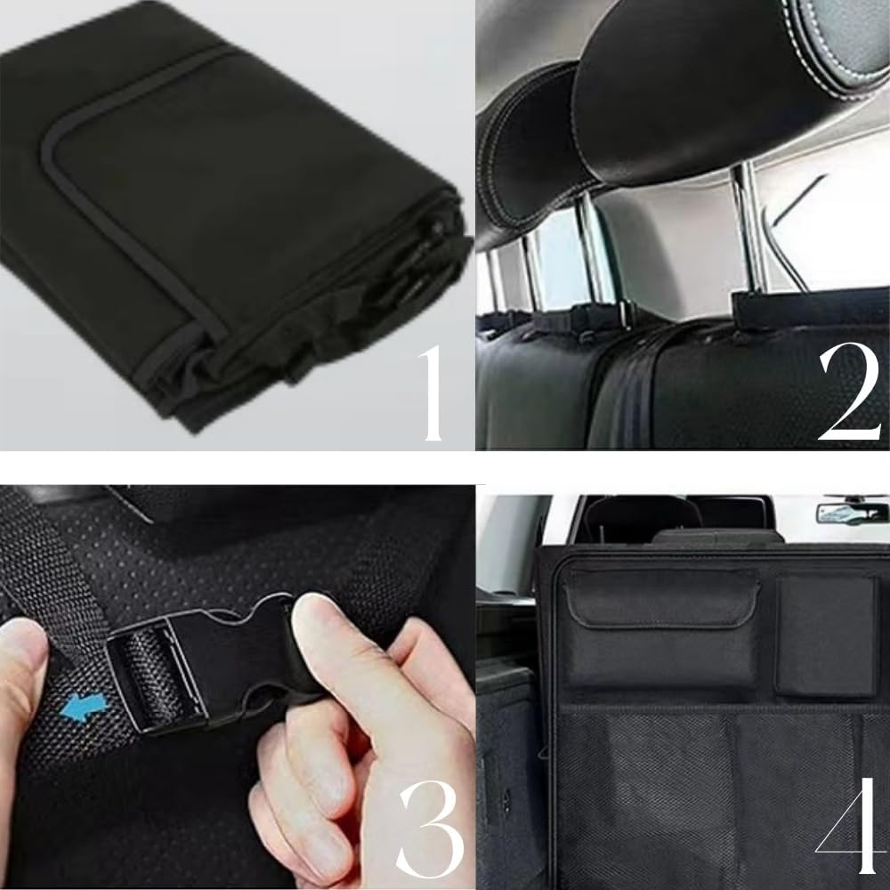 Car Trunk Organizer and Storage, Car Hanging Boot Organisers with 8 Enlarged Pockets,Car Trunk Organizer，Backseat Hanging Bag, Car Boot Tidy Storage Bag image number 3
