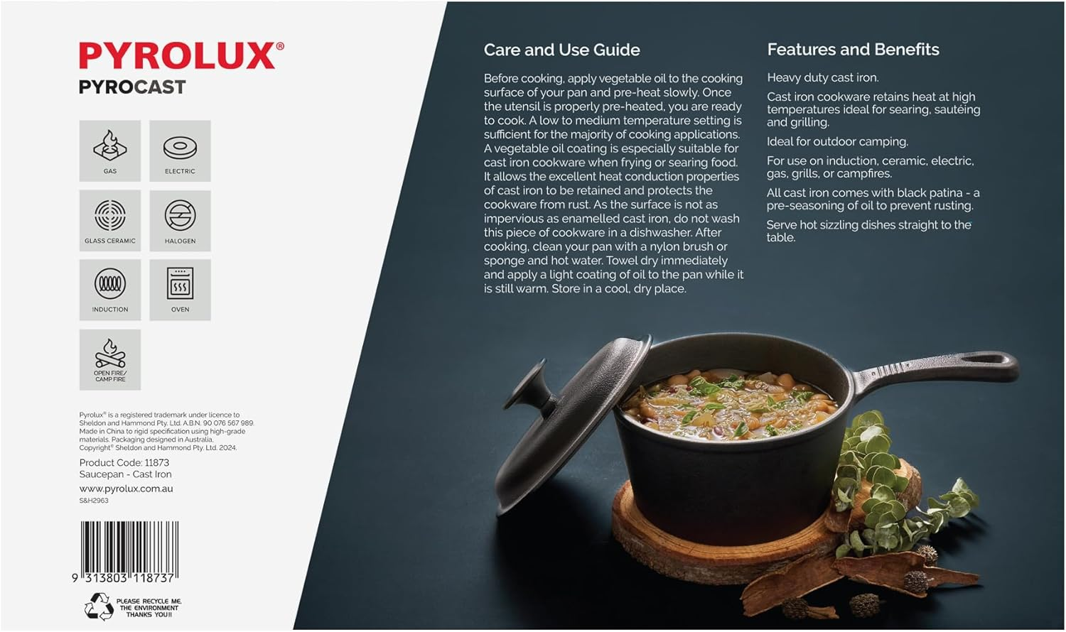 Pyrolux Pyrocast Cast Iron Saucepan image number 1