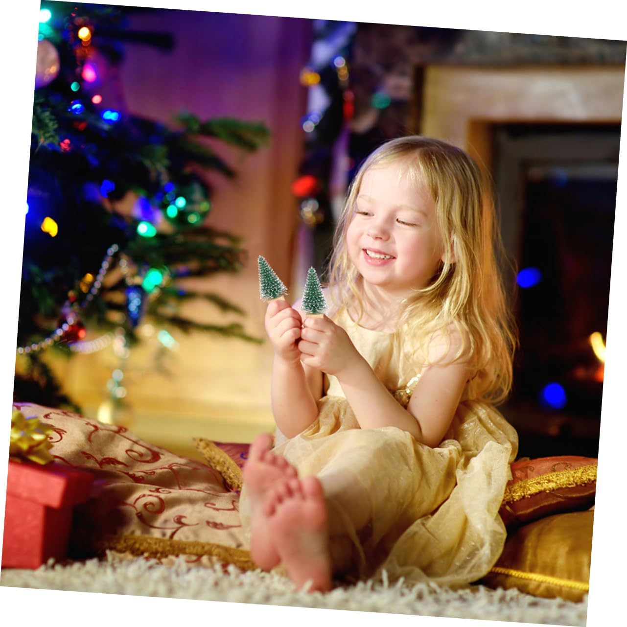 12Pcs Mini Christmas Tree Decorations Xmas Tree Adornments for Tabletop Window Display and Home Decor