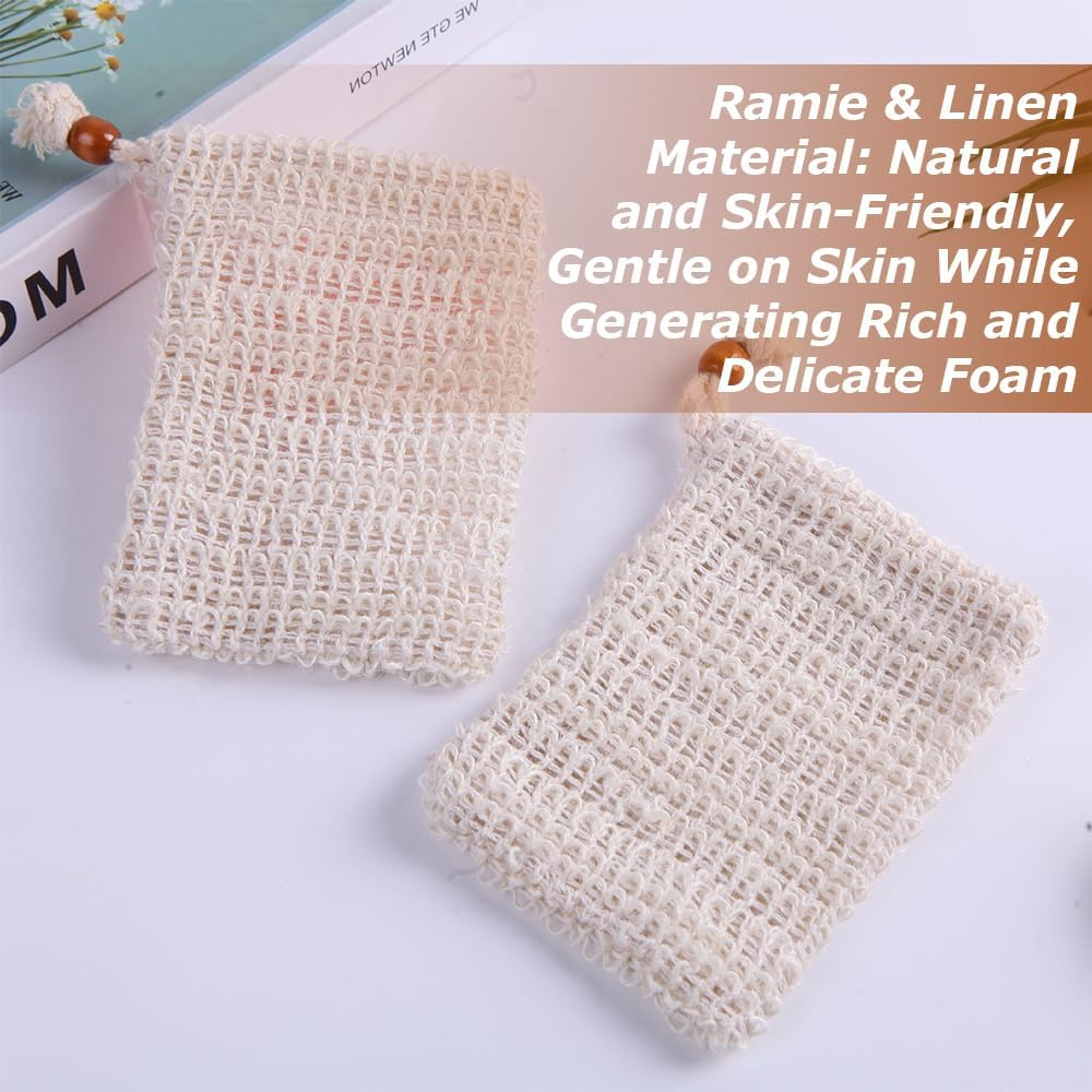 50 Pack Soap Bag,With Drawstring Exfoliating Pouch, Drawstring Soap Bags with Wooden Beads,Bathing and Shower Soap Bags,For Bath and Shower