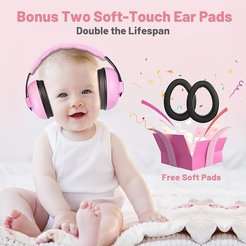 Baby Ear Muffs Noise Cancelling Headphones for Hearing Protection, 0-3 Years Adjustable Headband Travel Essentials for Infants and Toddlers, Lightweight Durable-Damaill image number 4