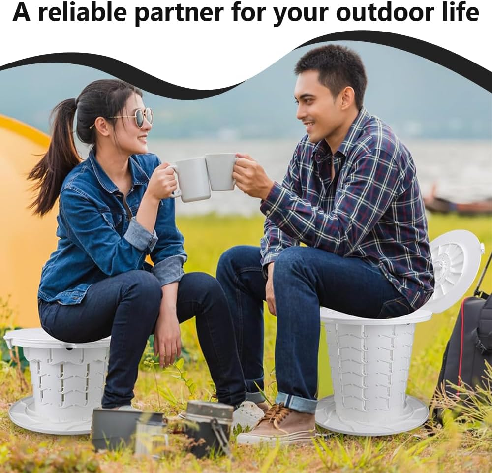 Retractable Portable Toilet,Large Capacity Camping Toilet,Foldable Travel Toilet,For Camping, Hiking and Outdoor Use,Car, Travel, Boat, Beach,With Carry Bag, Compact Folding Design (White) image number 4
