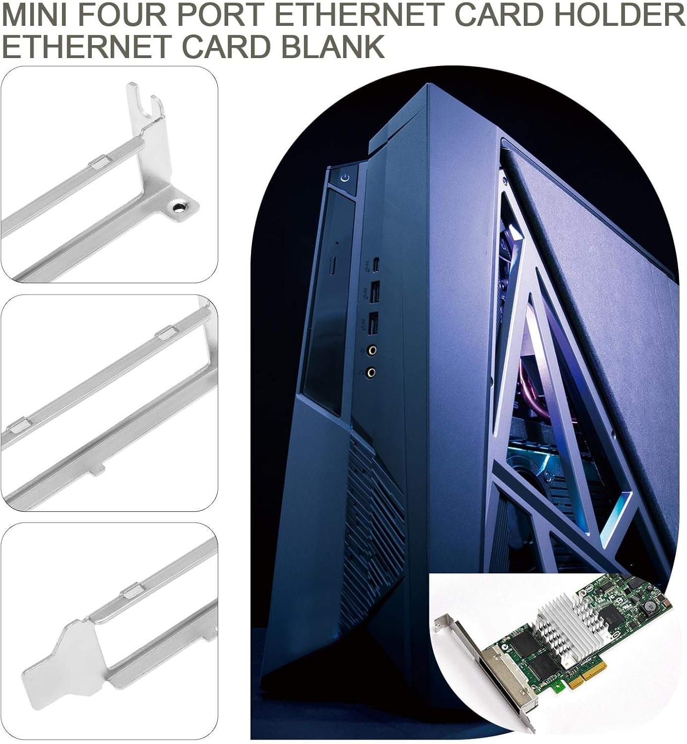 VGOL 2Pcs Quad Port Generic Low Profile Short Bracket for Intel I350-T4 E1G44ET NC365T E1G44ET2 Compatible with DELL H092P HM9JY K828C image number 5