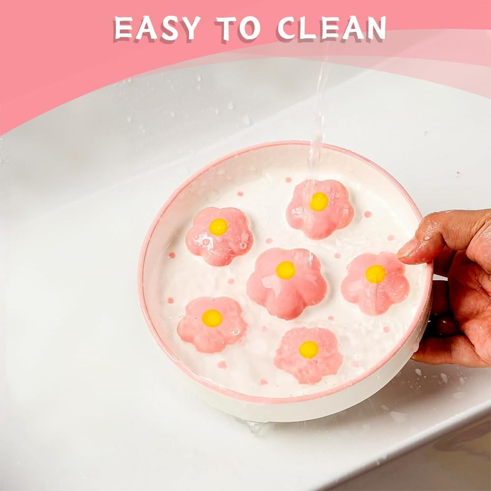 Ceramic Slow-Feed Cat Bowl with Bamboo Stand, Non-Slip Base, Comfortable Feeding, Easy to Clean, Clean and Hygienic, Can Hold Dry Food and Water (Hand-Painted Pink Flowers) image number 3