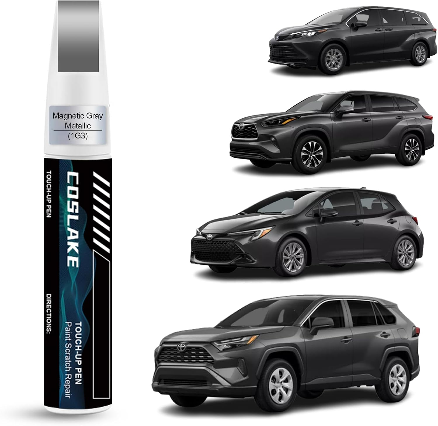 COSLAKE Car Touch up Paint(Magnetic Gray Metallic(1G3)) for Toyota, Car Paint Scratch Repair Kit, Quick & Easy Solution to Repair, 2 in 1 Scratch Remover Pen with Color-Matched image number 4