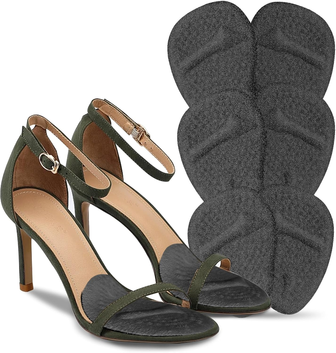 Ball of Foot Cushions Heel Inserts, Anti-Slip Metatarsal Pads for Women, One Size Fit All Foot Pad Insoles, Foot Pain Relief and Comfort Reusable Shoes Forefoot Gel Insoles for Loose Shoe, Blisters, Calluses-3Pairs, Black