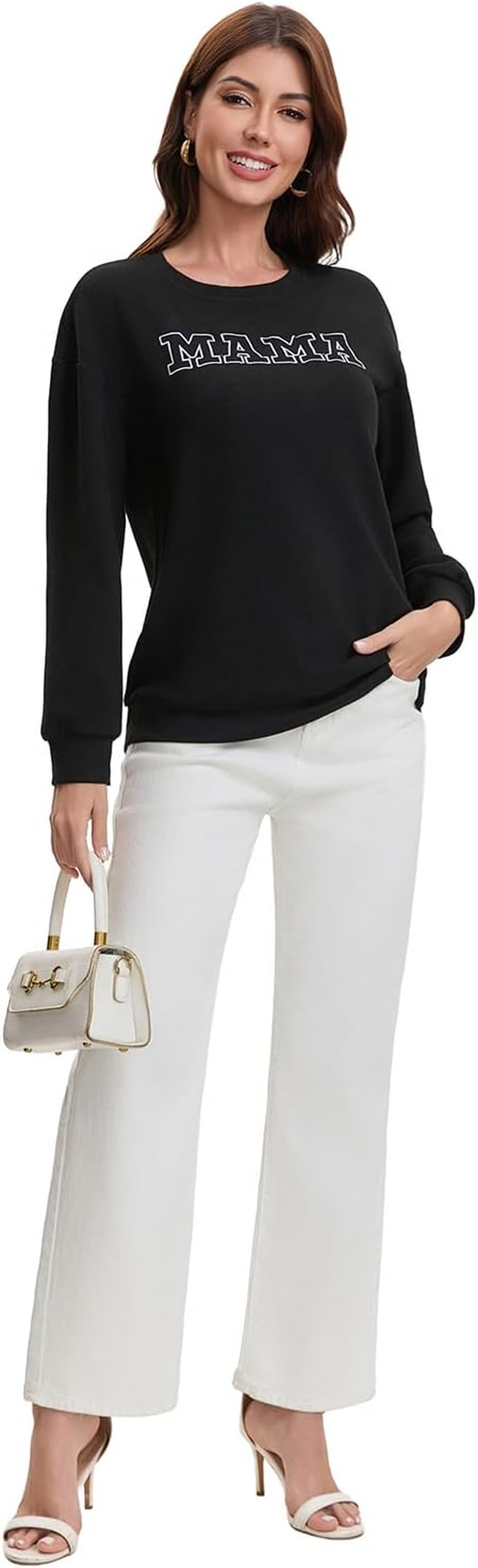 TAIUICY Women Waffle Knit Mama with Zippers Breastfeeding Sweatshirt Mama Embroidered Zip Nursing Pullover Tops