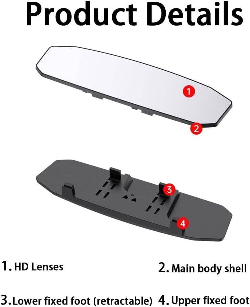 Car Rear View Mirror, Anti-Glare Clip-On HD Wide Angle Extended Curved Mirror, 360 Degrees Adjustable Reduce Blind Spots, Universal Car Accessories for Vehicle, Truck, SUV, Van image number 3