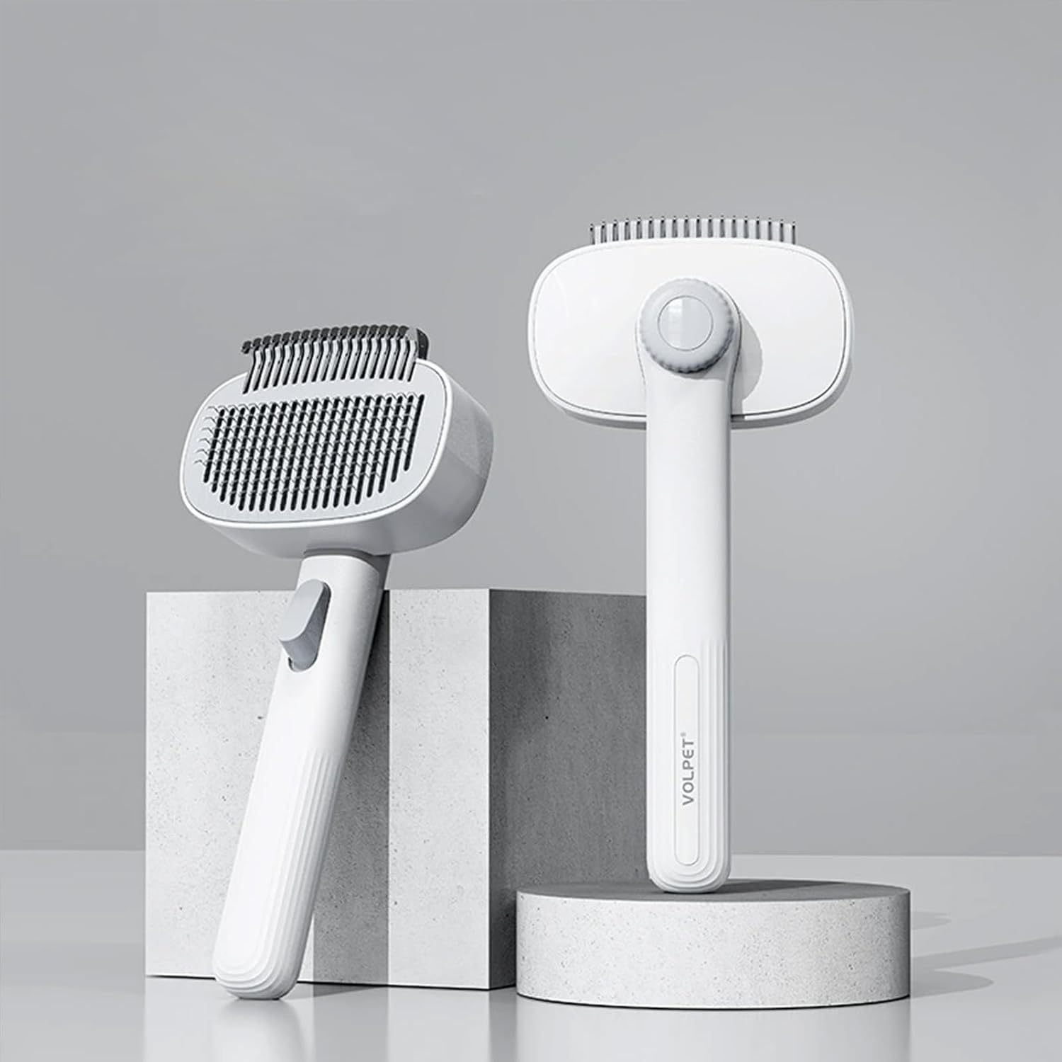 Pet Dog Brush Hair Removal Comb,Pet Deshedding Tools for Short Haired Cats Cat Brush with Release Button,Self Cleaning Slicker Brush-Skin Friendly Deshedding Grooming Tool Suitable for Shedding image number 4