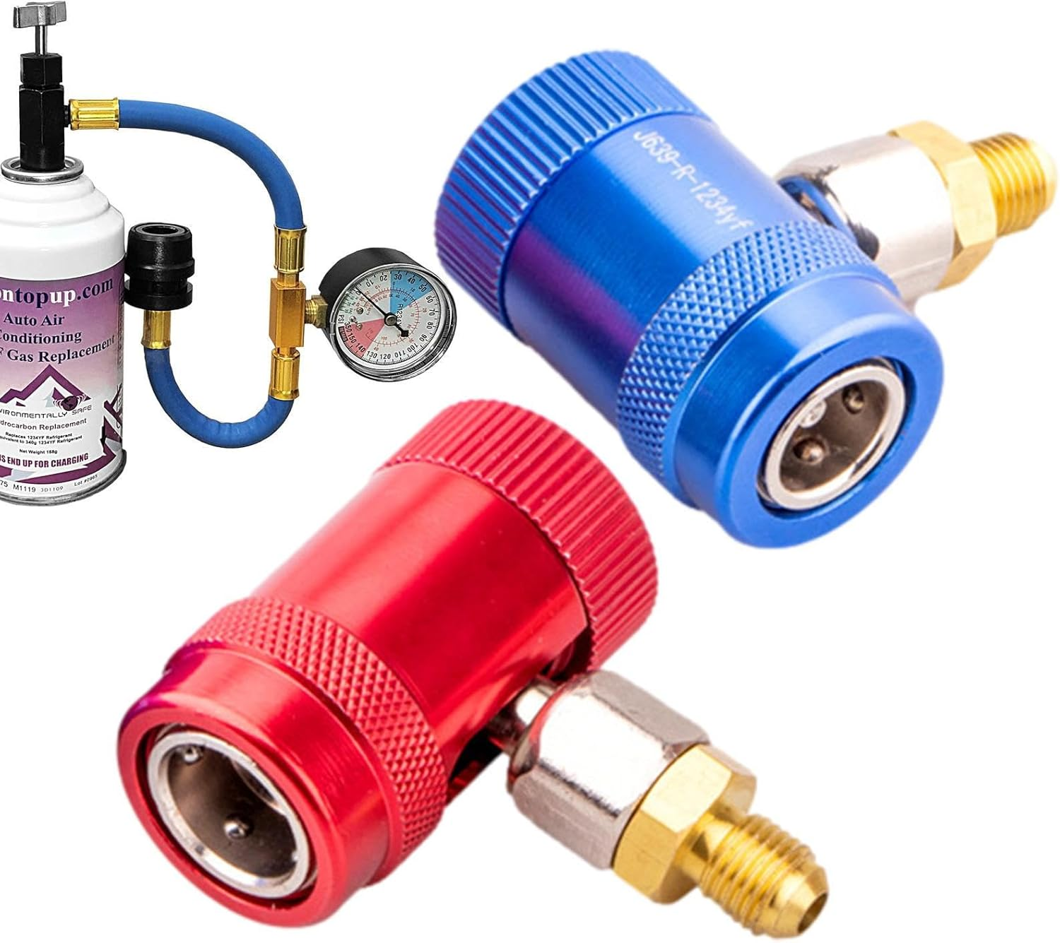 134A Adapter Fittings - AC Fittings R134A R1234Yf Adapter | 1234Yf to 134A Adapter, High/Low Pressure Hose Adapter Fitting, Quick Connector for Car Conditioner AC Charging Helves