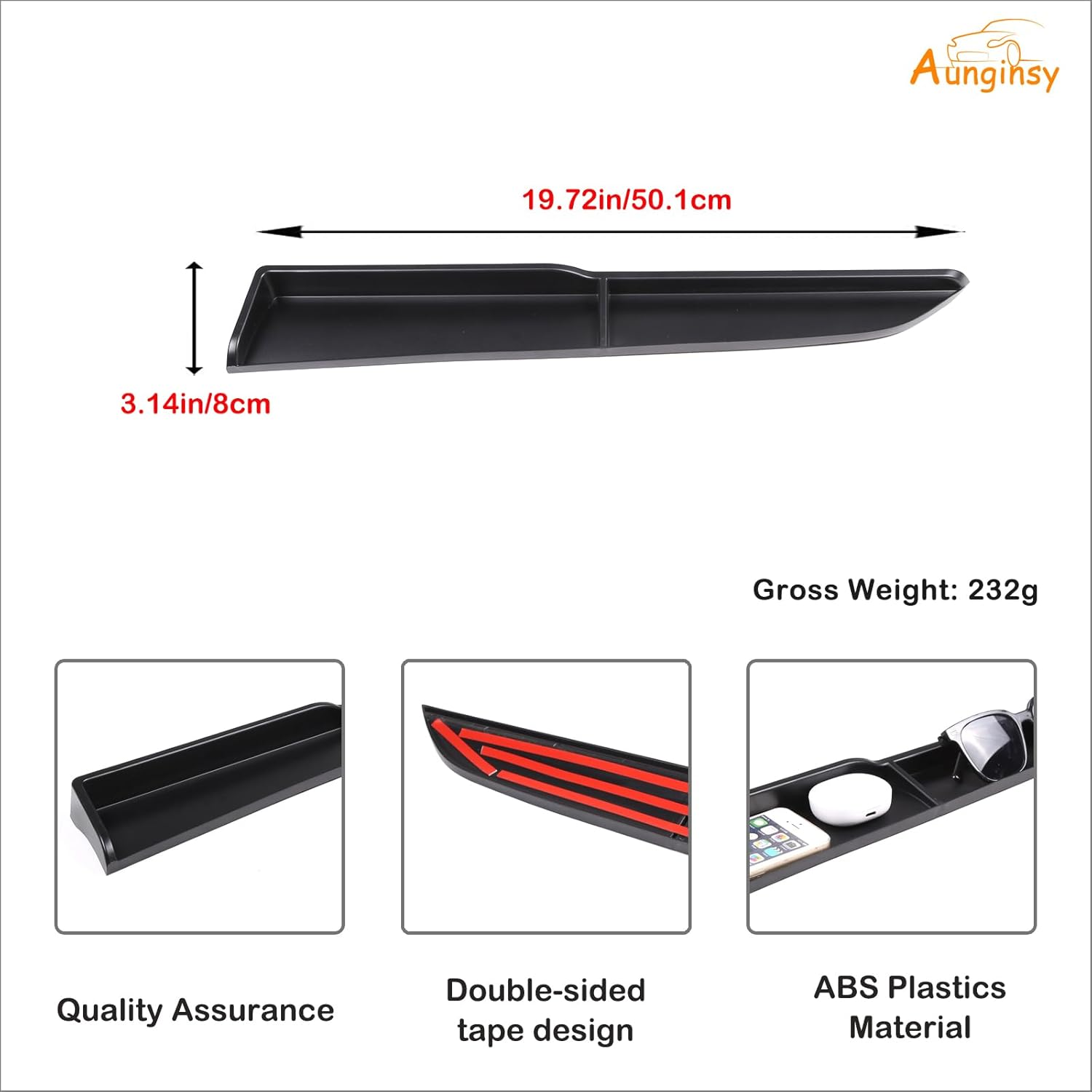 Aunginsy Passenger Dashboard Organizer Tray Compatible with Subaru Crosstrek 2024 2025 & WRX 2022-2024 Center Console Dashboard Table Tray Passenger Co-Pilot Side Storage Box Tray ABS Accessories image number 6