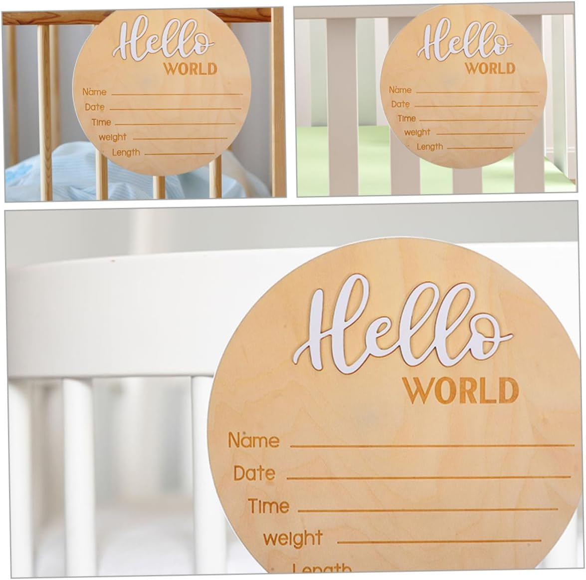 2Pcs Wooden Name Sign Newborn Announcement Birth Sign for Hospital Photo Prop Welcome image number 6