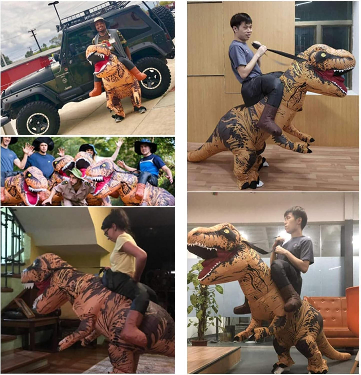 Inflatable Costume Dinosaur for Adult Riding T Rex Air Blow up Funny Party Halloween Costume - Orange image number 5