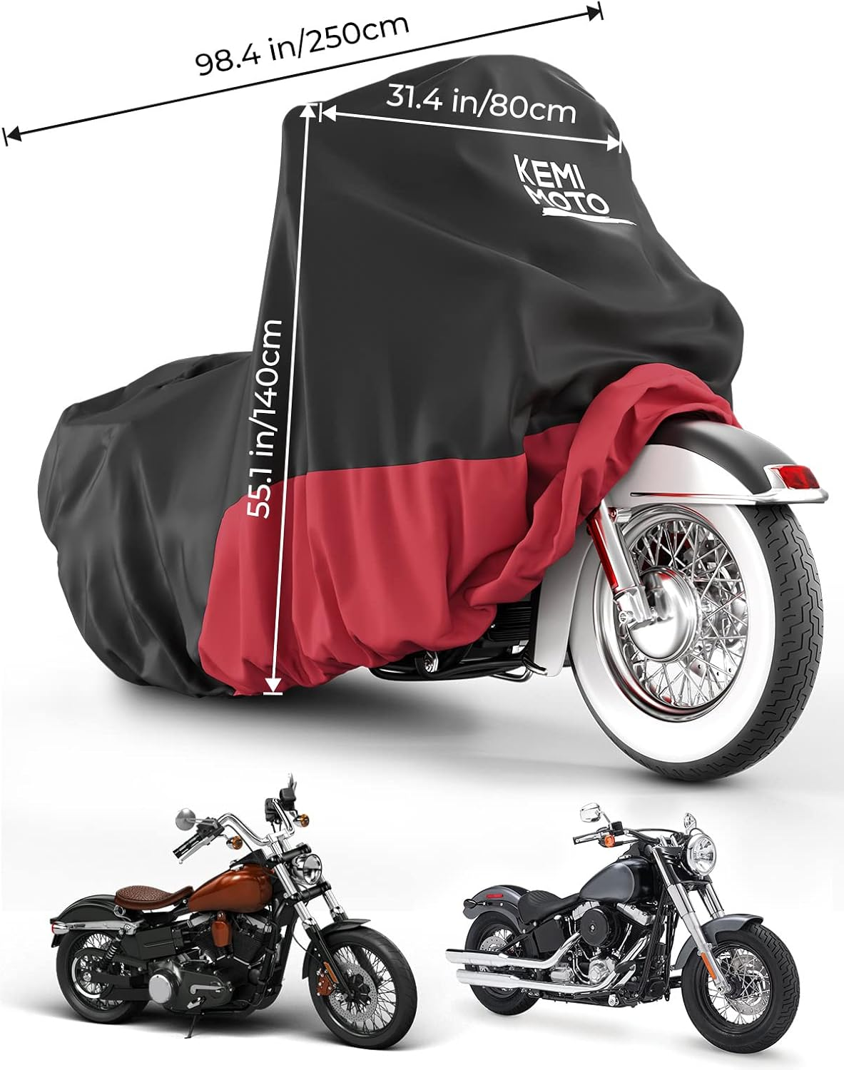 KEMIMOTO Motorcycle Cover Compatible with Cruiser Models Softail Dyna Iron 883 Fat Boy 114 Forty-Eight Low Rider Cover Standard Heritage Classic Waterproof Cover Outdoor Snow Rain Protection image number 1