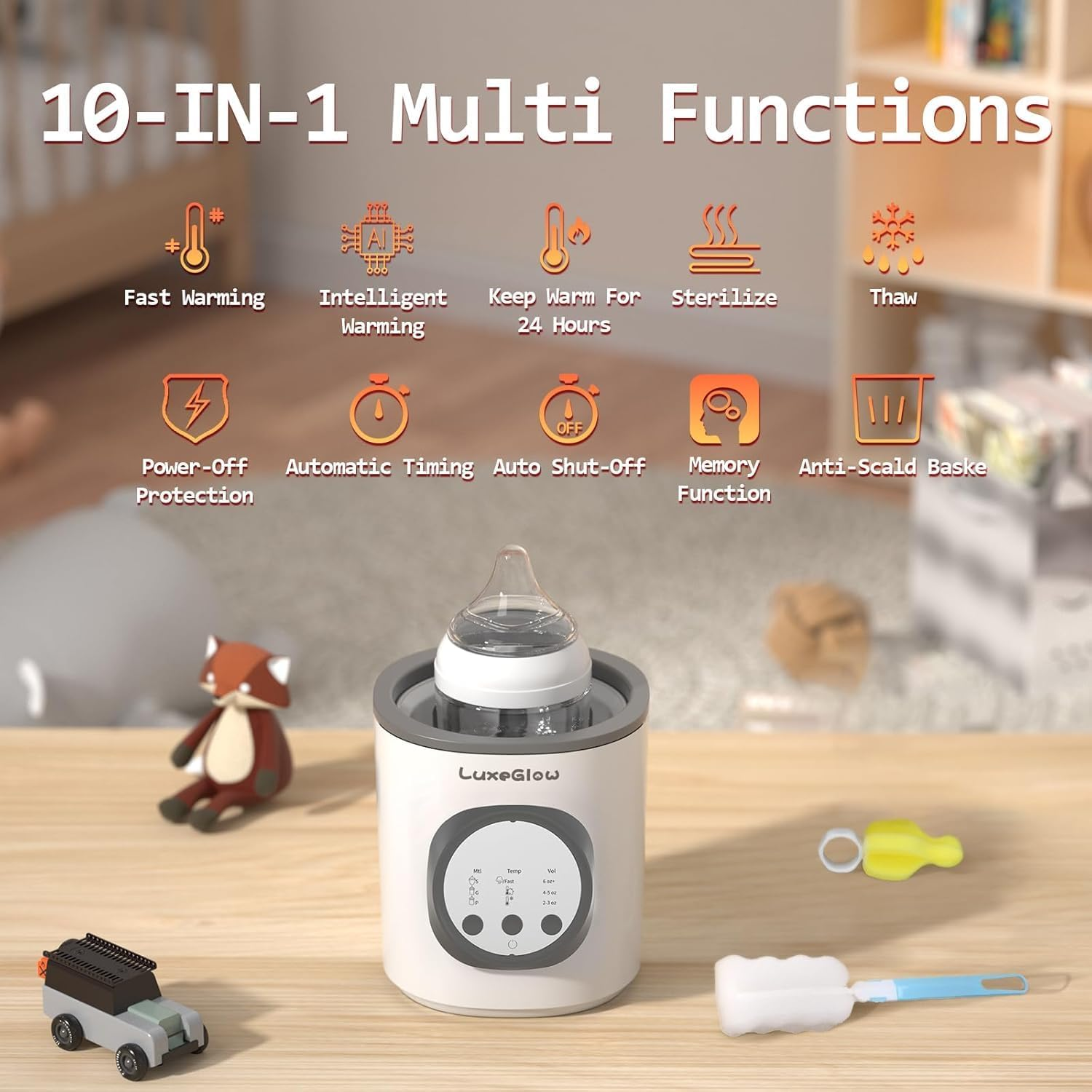 Fast Baby Bottle Warmer for Breastmilk and Formula,10-In-1 Functionality Intelligently Heating, Accurate Temperature Control, Sterilizing, Travel-Friendly Design for All Bottle Sizes image number 1