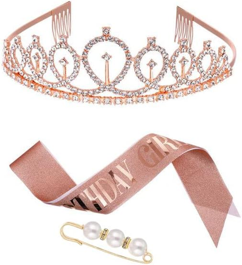Birthday Party Crown and Sash Set, Birthday Girl Sash and Rhinestone Tiara Kit, Birthday Gifts for Women Birthday Party Supplies image number 6